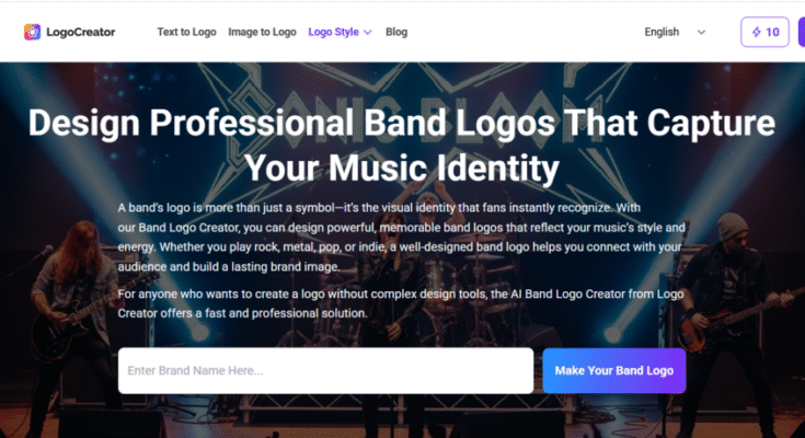 Interface of Band Logo Creator in LogoCreator